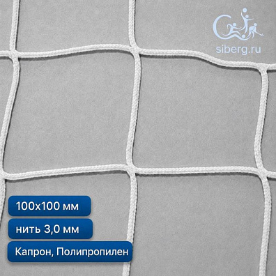 Защитная сетка на окна спортзала 100х100 мм 3 мм белая (Капрон, Полипропилен)